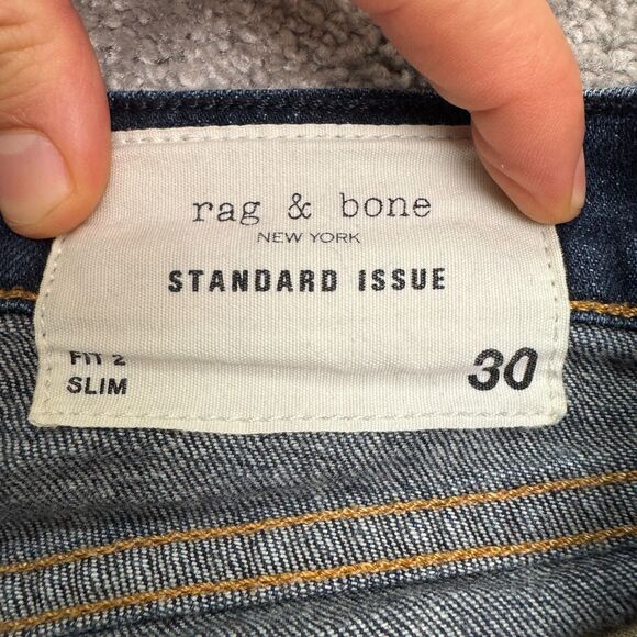 Rag & Bone Standard Issue Fit 2 Slim Selvedge Denim Jeans Mens 30 Button Fly L27 - Picture 13 of 16